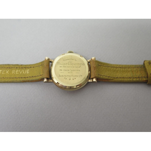 237 - A gents 9ct yellow gold (hallmarked) cased Vertex Revue wristwatch - round case approx 33mm with ori... 