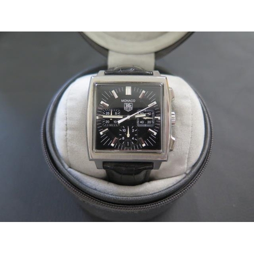 249 - A gents Tag Heuer Monaco stainless steel cased automatic chronograph wristwatch, with black dial - c... 