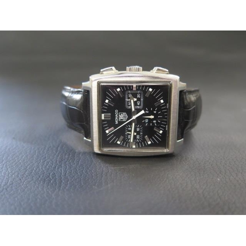 249 - A gents Tag Heuer Monaco stainless steel cased automatic chronograph wristwatch, with black dial - c... 