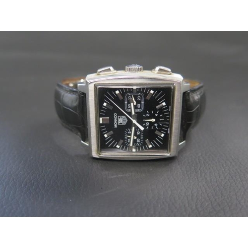 249 - A gents Tag Heuer Monaco stainless steel cased automatic chronograph wristwatch, with black dial - c... 