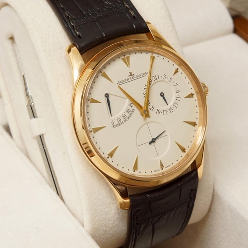 250 - A superb gents 18ct rose gold Jaeger LeCoultre Master Reserve Automatic wristwatch with sub dials an... 