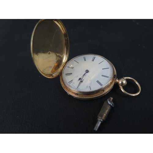 263 - An 18ct gold key wound hunting cased pocket watch, Chester 1855, the movement signed JR Cameron, 54 ... 