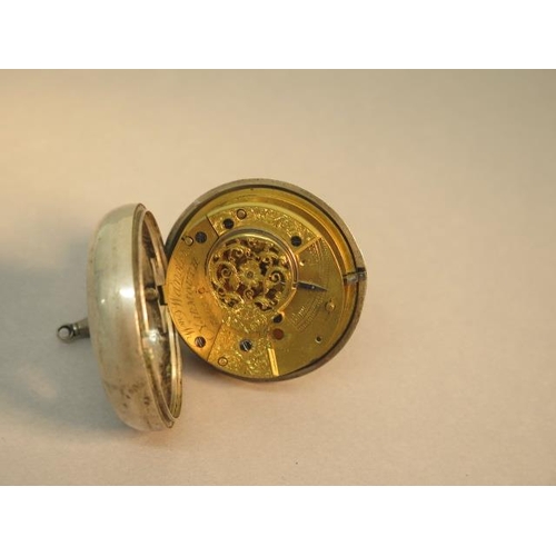 266 - A silver cased verge pocket watch and case (movement for parts) approx 6cm diameter, with a silver w... 