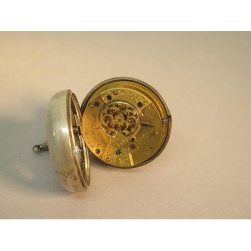 266 - A silver cased verge pocket watch and case (movement for parts) approx 6cm diameter, with a silver w... 