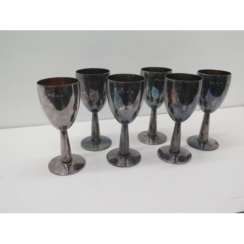 286A - A set of six goblets Birmingham 1972 by Warwickshire Reproduction silver - each approx 13.5cm - tota... 