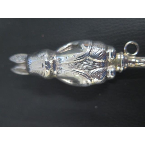 295 - A pair of charming sterling silver babies rattles modelled as rabbits S & Co Birmingham - approx 13c... 