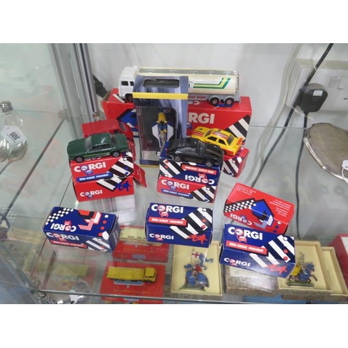 456 - Nine Corgi toy cars and an Atlas Editions Nigel Mansell 1992 Renault Williams F1 car