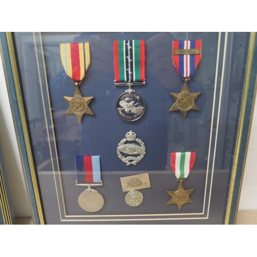 449 - A set of framed 1st World War and Second World War medals and a framed set of 1999 uncirculated coin... 