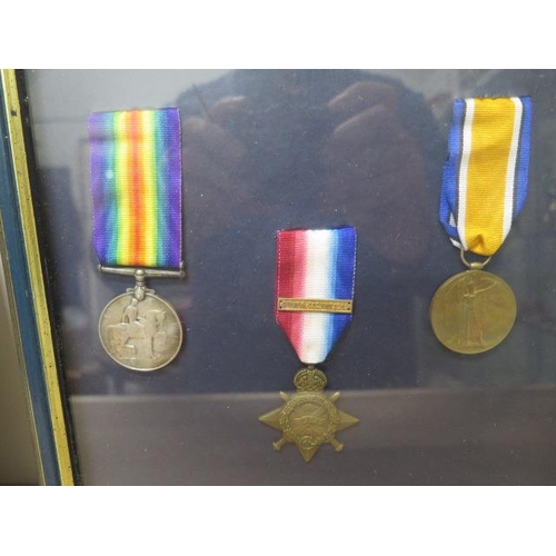 449 - A set of framed 1st World War and Second World War medals and a framed set of 1999 uncirculated coin... 