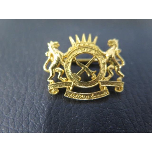 450 - A 22ct yellow gold Royal Malay Regt pin badge marked 22K - in very good condition, including pin - a... 