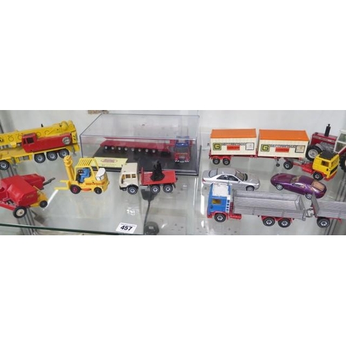 457 - Assorted Siku Toys - A John Deere tractor and trailer and a Corgi fork lift