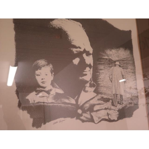 471 - A lithograph of Winston Churchill signed Sarah Churchill in a gilt frame - 98cm x 74cm