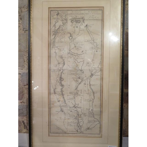 476 - A vintage map in three sections - St Andrews to Crail, Road to Woodhaven & Newport and The Road From... 