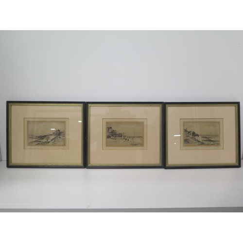 479 - Three framed pen and ink drawings of Brighton scenes, F. Robson - frames approx 32cm x 27cm - togeth... 