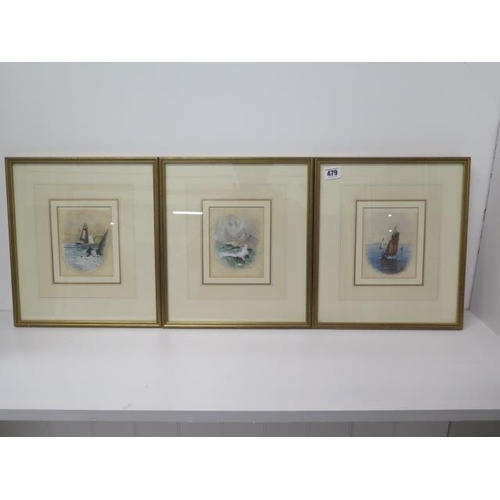 479 - Three framed pen and ink drawings of Brighton scenes, F. Robson - frames approx 32cm x 27cm - togeth... 