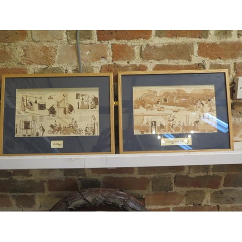 482 - Five framed William Heath Robinson cartoon prints - frames approx 44cm x 33cm