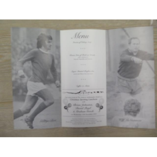 484 - Autographs of George Best and Wilf Mc Guinness on a menu of a Sporting Luncheon 1993 - Fred Truemann... 