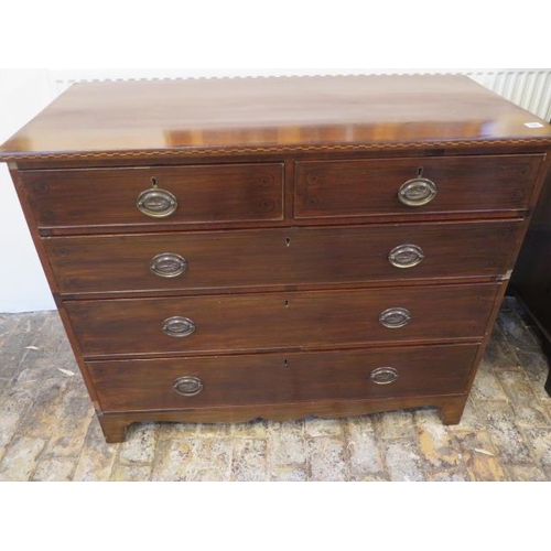 500 - A mahogany two over three chest of drawers approx 110cm x 52cm x 90cm