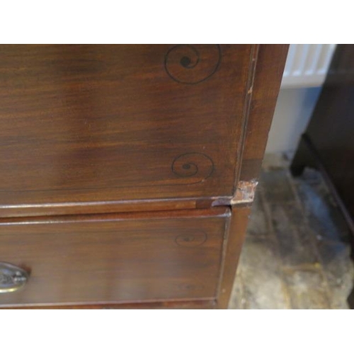 500 - A mahogany two over three chest of drawers approx 110cm x 52cm x 90cm