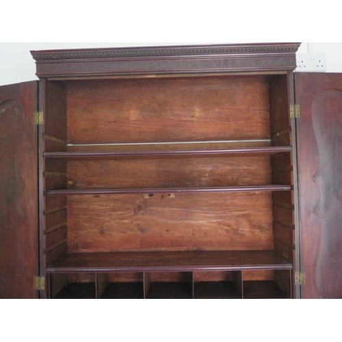 508 - A good quality early 19th century flame mahogany bureau bookcase with two doors above the base which... 