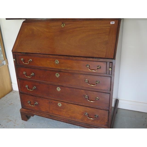 508 - A good quality early 19th century flame mahogany bureau bookcase with two doors above the base which... 