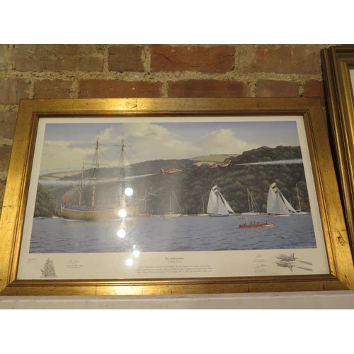 491 - Two gilt frame Red Arrows numbered prints - one signed in pencil by team - framed 57cm x 71cm and 47... 