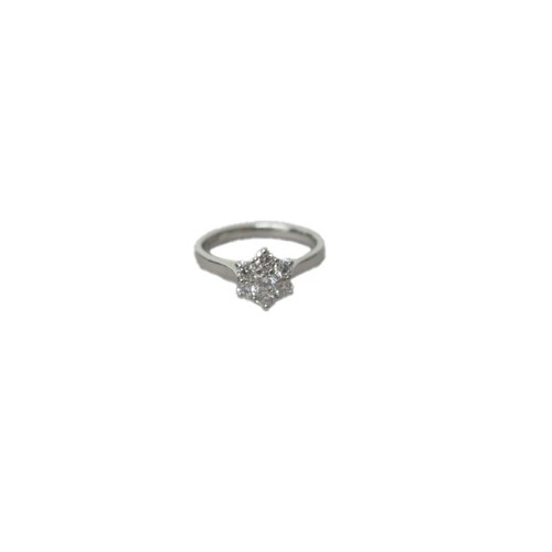 222 - A Platinum (hallmarked) and diamond daisy cluster ring - the central round brilliant cut diamond app... 