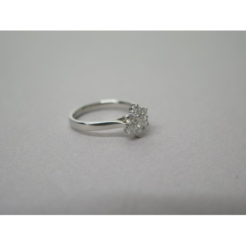 222 - A Platinum (hallmarked) and diamond daisy cluster ring - the central round brilliant cut diamond app... 