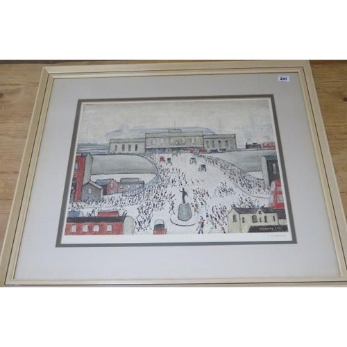 492 - L.S. Lowry (1887-1976), Station Approach, signed lithograph, picture size 40cm x 51cm, frame size 67... 