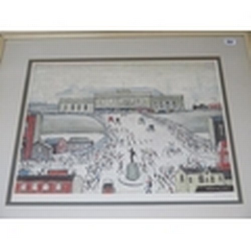 492 - L.S. Lowry (1887-1976), Station Approach, signed lithograph, picture size 40cm x 51cm, frame size 67... 