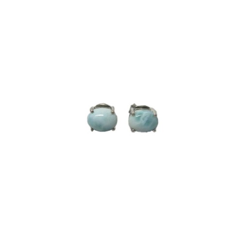 146 - A pair of oval cabochon larimar studs in silver