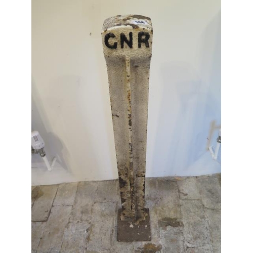 405 - Great Northern Railway (GNR) cast iron boundary post removed from the East Coast Mainline at Sandy i... 