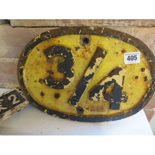 402 - Great Western Railway yellow cast iron '3/4' mile plate