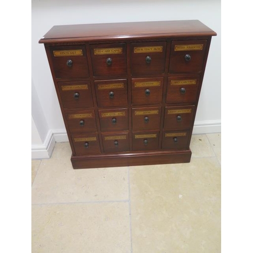 573 - A mahogany 16 drawer chemists cabinet - Width 78cm x Height 83cm x Depth 25cm - handmade by a local ... 