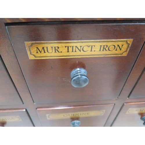 573 - A mahogany 16 drawer chemists cabinet - Width 78cm x Height 83cm x Depth 25cm - handmade by a local ... 