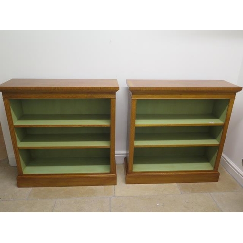 574 - A pair of burr walnut open bookcases - handmade by a local craftsman to a high standard - Width 92cm... 