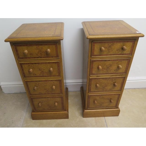 575 - A pair of burr walnut four drawer chests - Height 79cm x Width 34cm x Depth 33cm - handmade by a loc... 