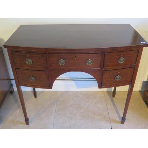 576 - A Georgian mahogany and inlaid bow fronted Sheraton sideboard - in good condition with a good colour... 