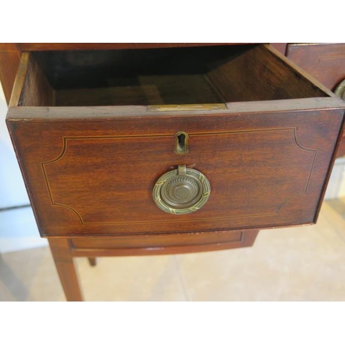 576 - A Georgian mahogany and inlaid bow fronted Sheraton sideboard - in good condition with a good colour... 