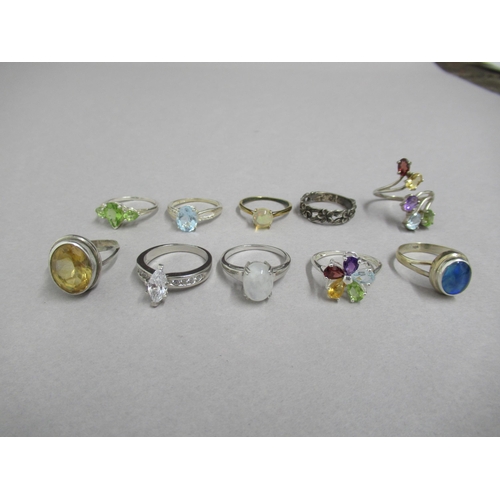 104 - Ten silver rings, various