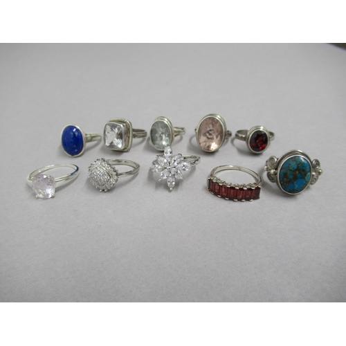 105 - Ten silver rings, various