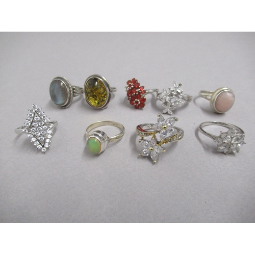 106 - Nine silver rings, various