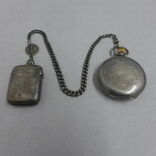 171 - A .935 silver (hallmarked) double case full hunter pocket watch - approx 5cm - not currently working... 