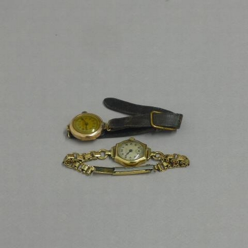 252 - Two 9ct gold cased (hallmarked) ladies watches - not working