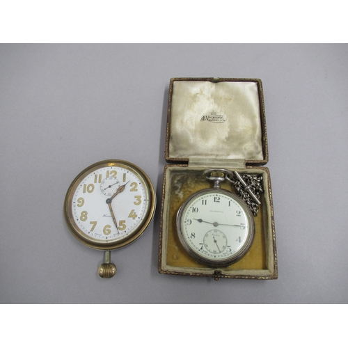 256 - A sterling silver cased Collingwood pocket watch and chain, 5cm case, together with a Harrods car da... 