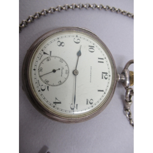 256 - A sterling silver cased Collingwood pocket watch and chain, 5cm case, together with a Harrods car da... 