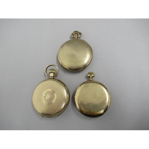 262 - An Elgin rose gold plated full hunter pocket watch, 5cm, working in saleroom with a Criterion rose g... 