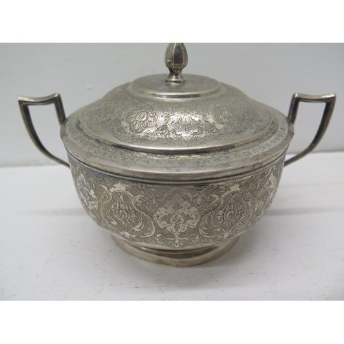 282 - A Middle Eastern silver bowl (hallmarked and tested) finely chased decoration - approx 21cm diameter... 