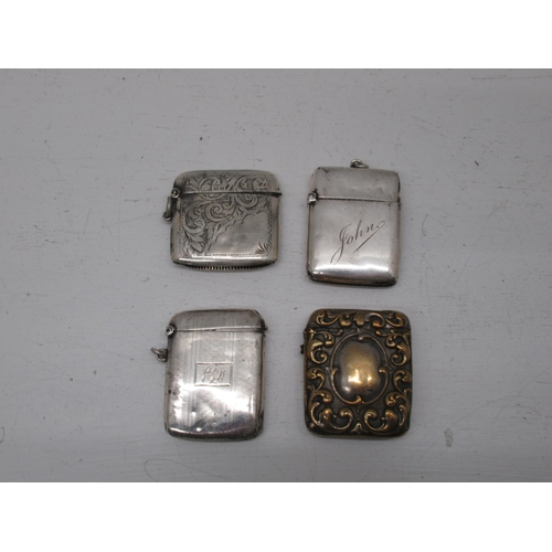 299 - Three silver hallmarked vesta cases and one metal