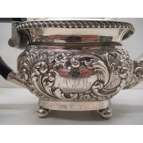 307 - A late Victorian silver tea set - Teapot, sugar bowl and milk jug, Joseph Gloster, Birmingham 1900 w... 